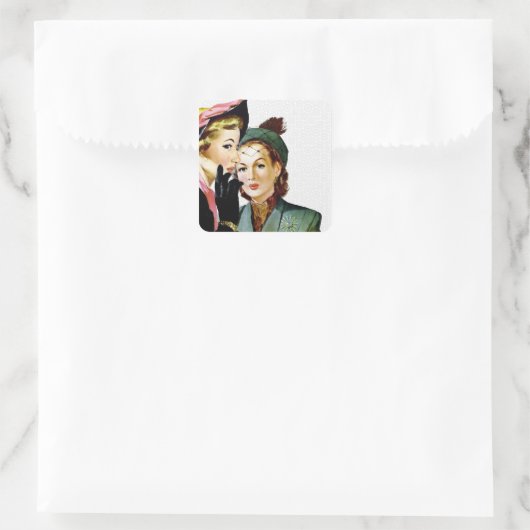 Retro Gossip Quadratischer Aufkleber (Tasche)