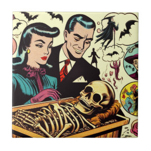Retro Goth Couple Comic Fliese