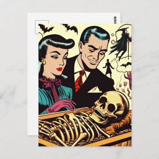 Retro Goth Couple Comic Postkarte (Vorne/Hinten)