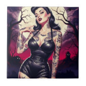 Retro-Goth-Mädchen Fliese (Vorderseite)