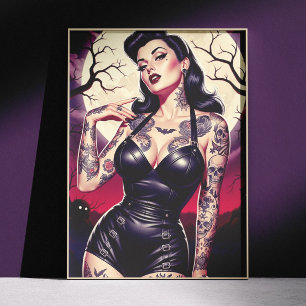 Retro-Goth-Mädchen Poster