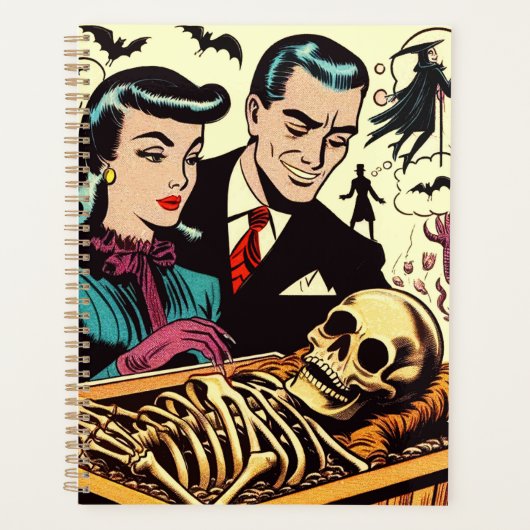 Retro-Goth-Pärchen-Comics Planer (Vorderseite)