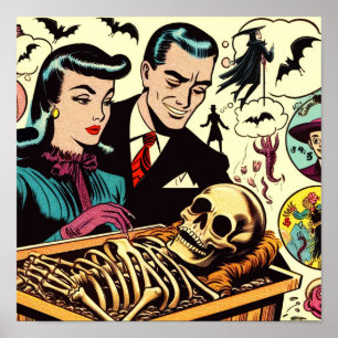 Retro-Goth-Pärchen-Comics Poster