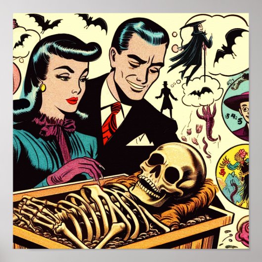 Retro-Goth-Pärchen-Comics Poster (Vorne)