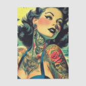 Retro-Goth-Pin-up Seidenpapier (Vorderseite)