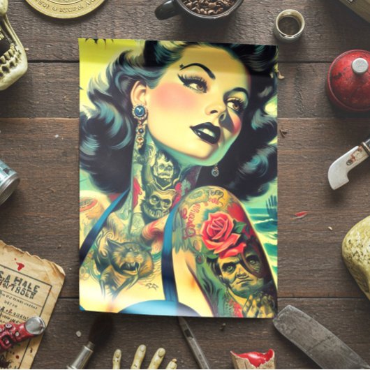 Retro-Goth-Pin-up Seidenpapier