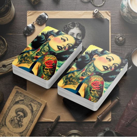 Retro Goth Pinup Spielkarten