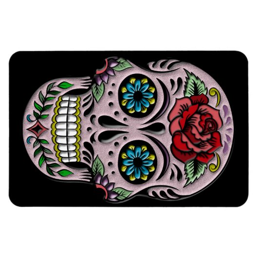 Retro Goth Sugar Skull Magnet (Horizontal)