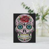 Retro Goth Sugar Skull Postkarte (Stehend Vorderseite)