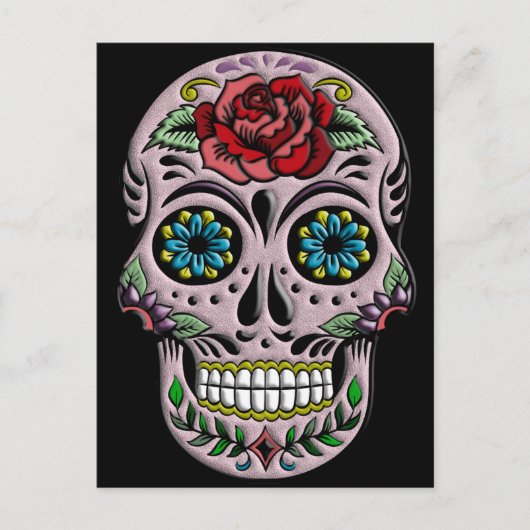 Retro Goth Sugar Skull Postkarte (Vorderseite)