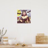 Retro Goth Vampire Button-up Poster (Küche)