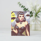 Retro Goth Vampire Button-up Postkarte (Stehend Vorderseite)