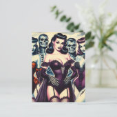 Retro Gothic Corset Buttone Postkarte (Stehend Vorderseite)