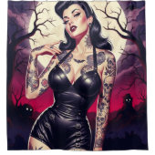 Retro Gothic Girl Duschvorhang (Vorderseite)