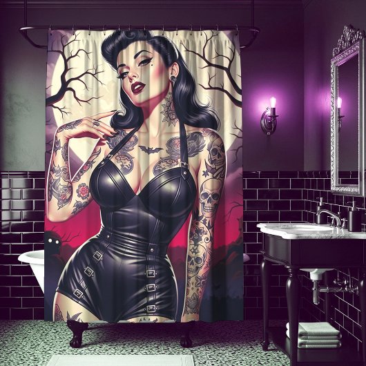 Retro Gothic Girl Duschvorhang