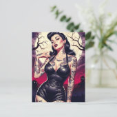Retro Gothic Girl Postkarte (Stehend Vorderseite)