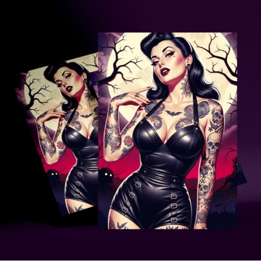 Retro Gothic Girl Postkarte