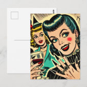 Retro Gothic Halloween Girls Comic Postkarte (Vorne/Hinten)