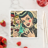 Retro Gothic Halloween Girls Comic Serviette (Beispiel)