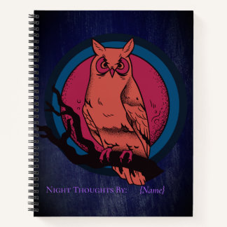 Retro Gothic Night Owl Moon Spiral Notebook Notizblock