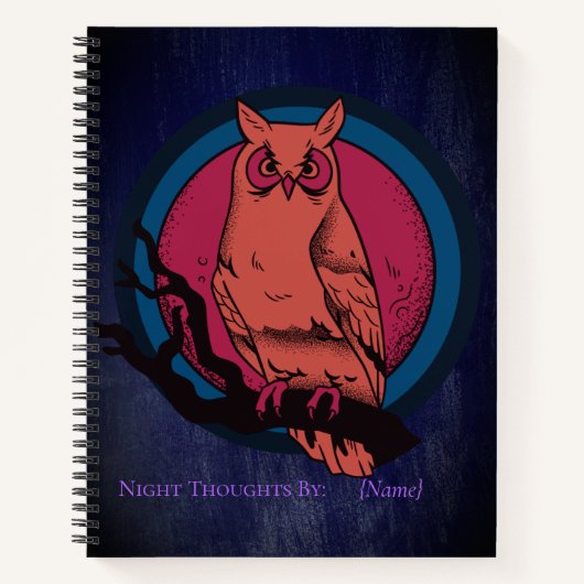 Retro Gothic Night Owl Moon Spiral Notebook Notizblock (Vorderseite)