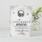 Retro Gothic Skull Dance Halloween Party Einladung (Stehend Vorderseite)