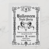 Retro Gothic Skull Dance Halloween Party Einladung (Vorne/Hinten)