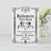 Retro Gothic Skull Dance Halloween Party Einladung (Stehend Vorderseite)