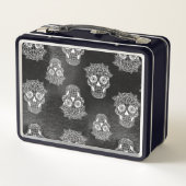 Retro Gothic Style Zucker Schädelschwarz Metall Brotdose (Rückseite)