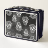 Retro Gothic Style Zucker Schädelschwarz Metall Brotdose (Vorderseite)