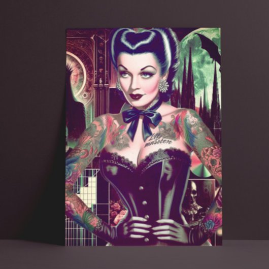 Retro Gothic Woman Collage Postkarte