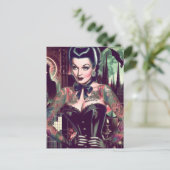 Retro Gothic Woman Collage Postkarte (Stehend Vorderseite)