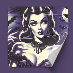 Retro Gothic Woman Quadratischer Aufkleber