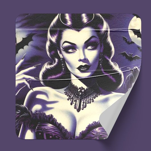 Retro Gothic Woman Quadratischer Aufkleber