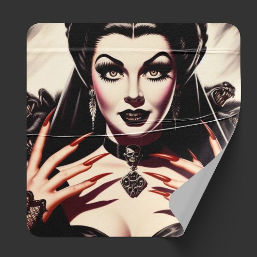 Retro Gothic Woman Quadratischer Aufkleber