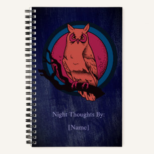 Retro-Gotische Nacht-Eule-Mond-Spiral-Notizbuch Notizblock