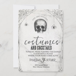 Retro-Gotischer-Totenkopf-Tanz-Halloween-Party Einladung