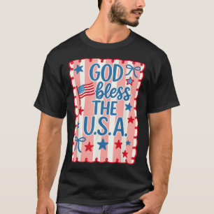 Retro Gott segne Amerika USA-Flagge Christlich 4. T-Shirt