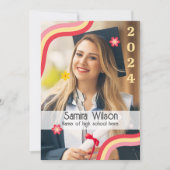 Retro Grad Party Einladung mit Foto (Gelb) (Vorderseite)
