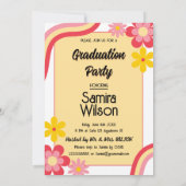 Retro Grad Party Einladung mit Foto (Gelb) (Rückseite)