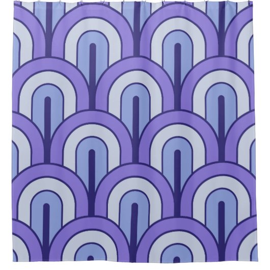 Retro Gradated Geometric Fan Pattern Duschvorhang (Vorderseite)