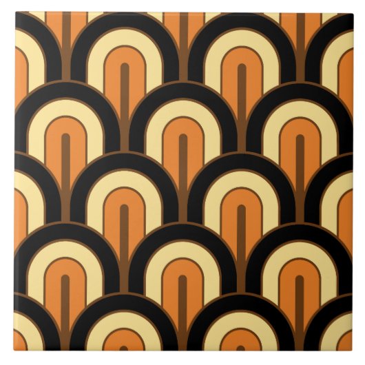 Retro Gradated Geometric Fan Pattern Fliese (Vorderseite)