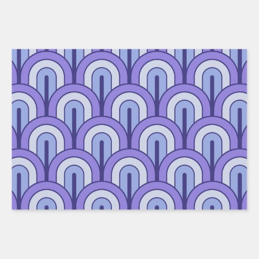 Retro Gradated Geometric Fan Pattern Geschenkpapier Set (Vorderseite)