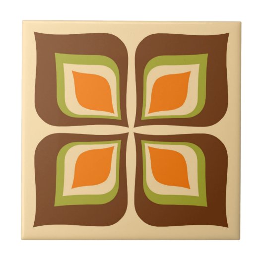 Retro Gradient Autumn Leaves Muster Fliese (Vorderseite)