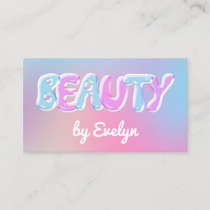 Retro Gradient Bubbles Beauty Business Card Visitenkarte