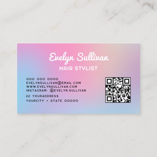 Retro Gradient Bubbles Hair Business Card Visitenkarte (Rückseite)