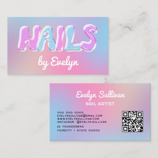 Retro-Gradient-Bubbles Nails-Visitenkarte Visitenkarte (Vorne/Hinten)