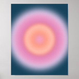 Retro-Gradient Dunkelblau und Rosa abstraktes Aura Poster