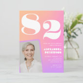 Retro Gradient Pink 82. Geburtstag Einladung (Stehend Vorderseite)