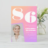 Retro Gradient Pink 86. Geburtstag Einladung (Stehend Vorderseite)